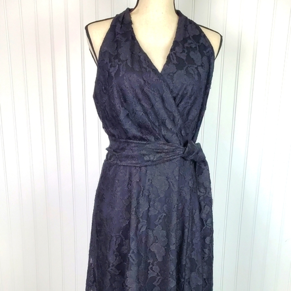 Black Lace Hi Lo Halter Dress 12